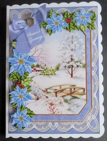 Snowscene Seasons Greetings 7x5in Fancy Lace Step by Step by Davina Rundle