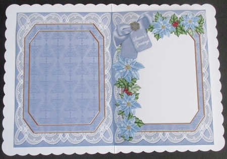 Snowscene Seasons Greetings 7x5in Fancy Lace Foldable Insert by Davina Rundle
