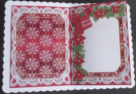 Red Robin Seasons Greetings 7x5in Fancy Lace Foldable Insert by Davina Rundle
