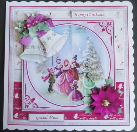 CHRISTMAS BELLS & CAROL SINGERS 7.5 Decoupage & Insert Kit by Davina Rundle