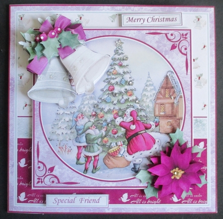 CHRISTMAS BELLS & SANTA 7.5 Decoupage & Insert Kit by Davina Rundle