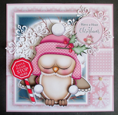 Santa Stop Here Ollie Owl Pink Mini Kit by Davina Rundle