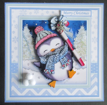 CANDY CANE PENGUIN 7.5 Decoupage & Insert Mini Kit by Davina Rundle