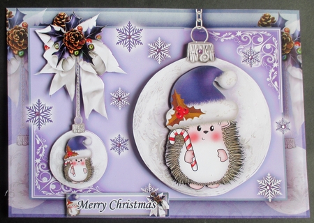 Hedgy With Candy Cane A5 Lilac Mini Kit by Davina Rundle