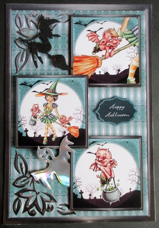 My Cute Little Devils Three Square Quick Card by Davina Rundle