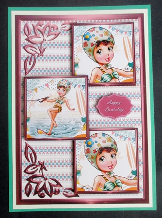 Fun Over The Waves Three Square Quick Card by Davina Rundle