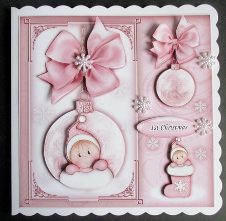 Baby Girl Stocking Bauble Square Mini Kit by Davina Rundle