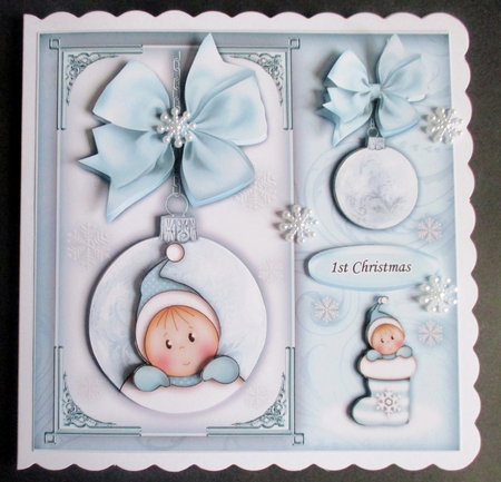 Baby Boy Stocking Bauble Square Mini Kit by Davina Rundle