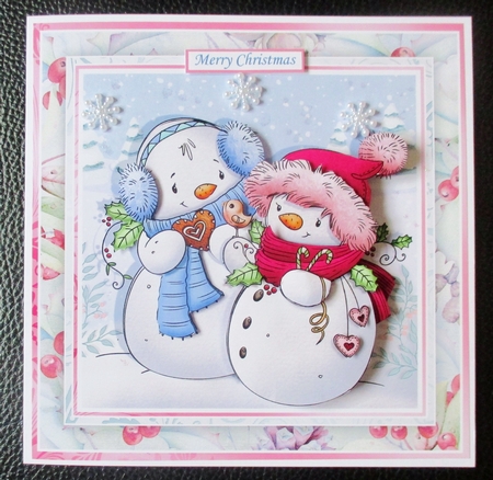 MR & MRS SNOWMAN 7.5 Christmas Decoupage & Insert Mini Kit by Davina Rundle