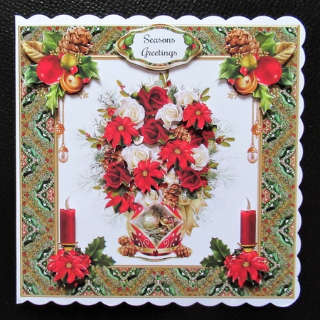 Christmas Floral Card Front With Decoupage by Davina Rundle