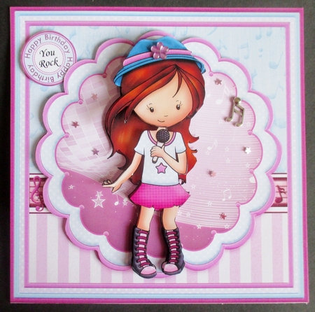 You Rock Girl Singing Brown Girl 7.5 Decoupage & Insert Mini Kit by Davina Rundle