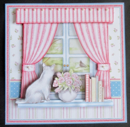 CATS VIEW THROUGH A WINDOW 7.5 Decoupage & Insert Mini Kit by Davina Rundle