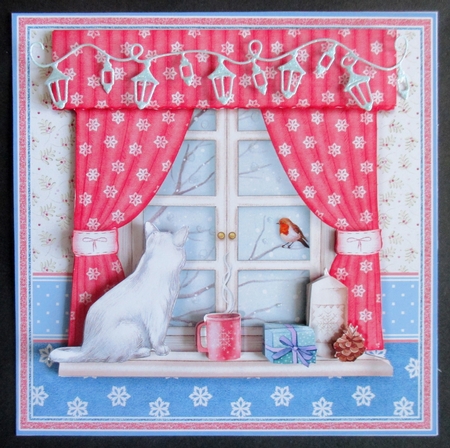 CHRISTMAS CATS VIEW THROUGH A WINDOW 7.5 Decoupage Kit by Davina Rundle