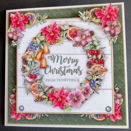 Christmas Wreath 15cm Card Front by Davina Rundle