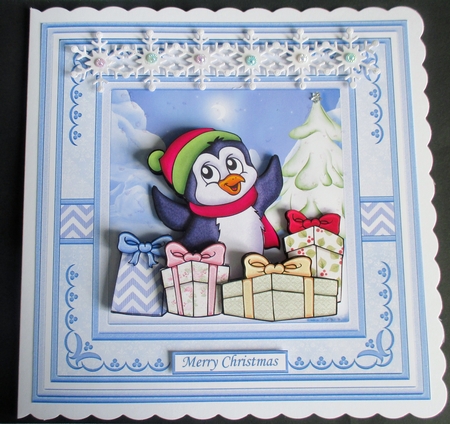 PENGUINS CHRISTMAS GIFTS 7.5 Decoupage & Insert Mini Kit by Davina Rundle