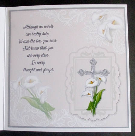 Cala lillies sympathy insert by Davina Rundle