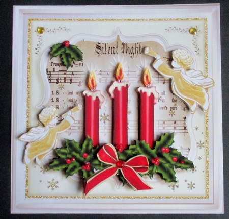 Cream Christmas Candle 8x8 Card Kit-1 by Davina Rundle
