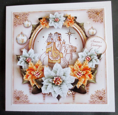 Three Kings Christmas Pastel Poinsettias Mini Kit by Davina Rundle