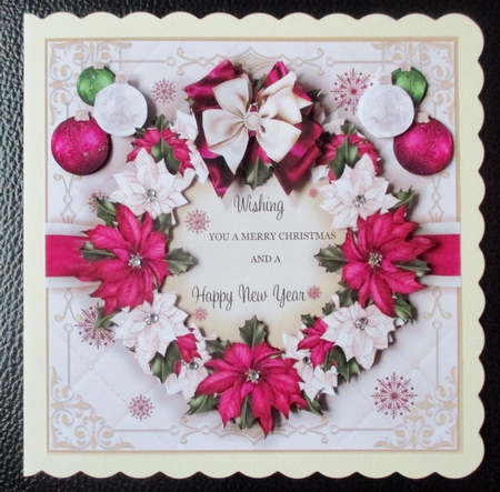 Burgundy Poinsettia Christmas Wreath by Davina Rundle