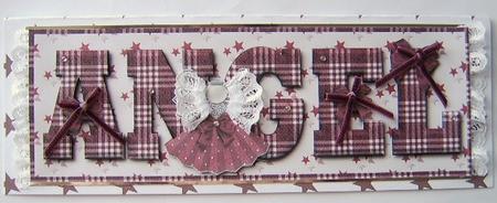 Plaid and Stars Angel Large Dl Card Front with Decoupage by Davina Rundle