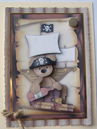 Ho Ho Ho Pirate Bear Topper & Decoupage by Davina Rundle