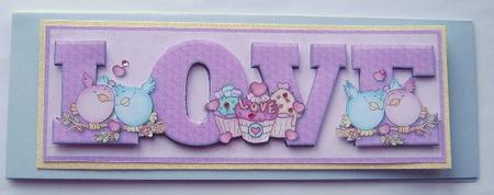 Lovebirds and Cupcakes Love Large Dl Card Front with Decoup by Davina Rundle