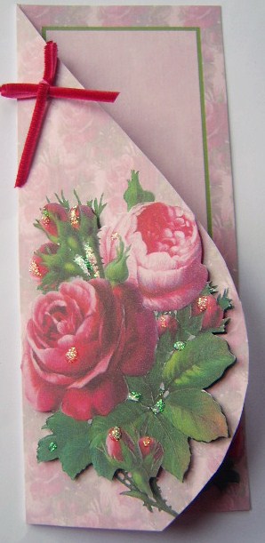 Pink and Red Rose Teardrop Card by Davina Rundle