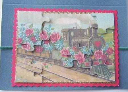 Flower Train Jigsaw Puzzle Card Front by Davina Rundle