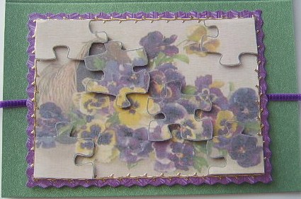 Pansy Basket Jigsaw Puzzle Card Front by Davina Rundle