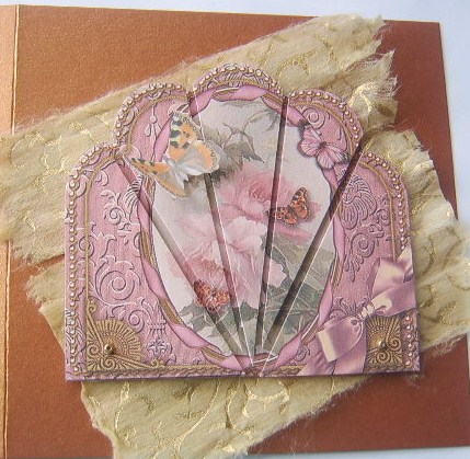 Pink Butterfly Roses Ornate Scallop Deco Stacker by Davina Rundle