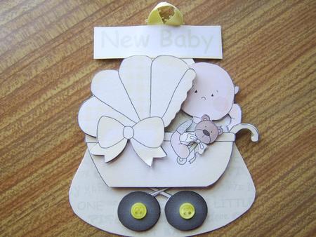Baby Buggy in Lemon Wobble Card by Davina Rundle