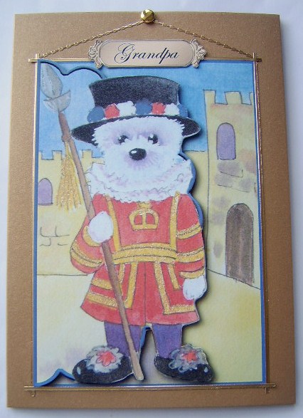 Beefeater Westie Envelope Card with Decoupage by Davina Rundle