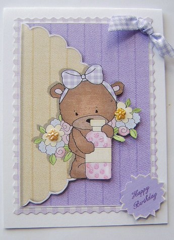 Relax Cute Female Teddy Bear Scalloped Edge Envelope Card by Davina Rundle