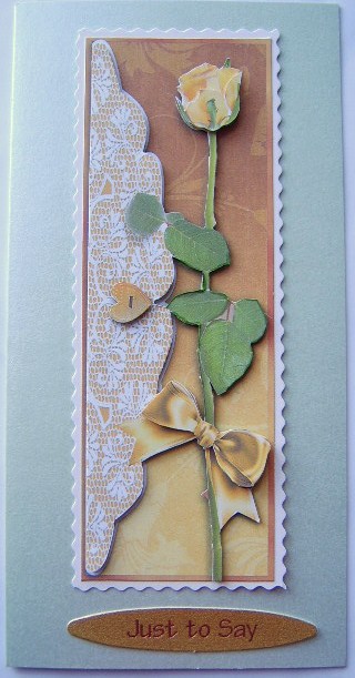 Golden Rose - Large Dl Card Front with Decoupage by Davina Rundle