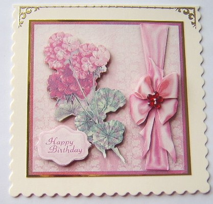 Geraniums - 5" Square with Optional Eazicut Decoupage by Davina Rundle