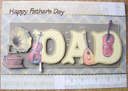 Dad Music Dl Card Front with Decoupage by Davina Rundle