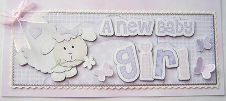 Large Dl a New Baby Girl Lamb Felties Side Stacker Topper by Davina Rundle