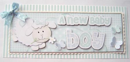 Large Dl a New Baby Boy Lamb Felties Side Stacker Topper by Davina Rundle
