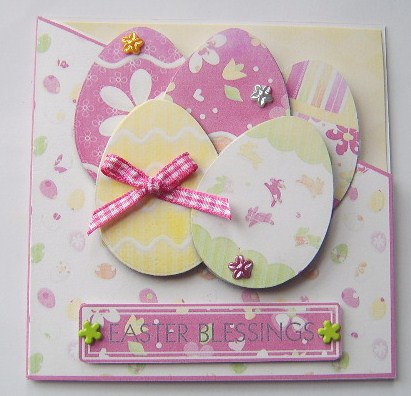 Lots of Easter Eggs Easter Blessings Over Edge Card by Davina Rundle