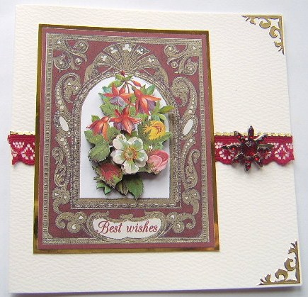 Victorian Flowers Within a Vintage Arched Frame by Davina Rundle