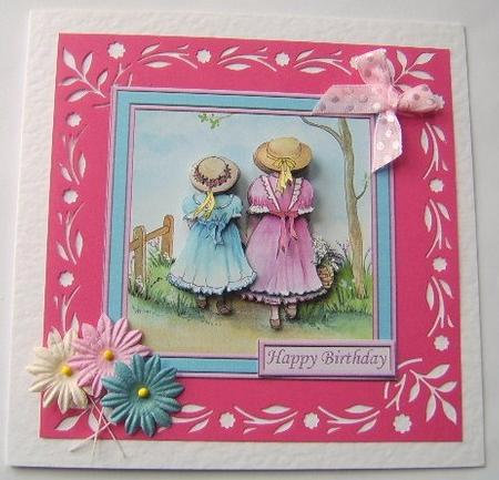 Best Friends 6x6 Square Card Front with Decoupage by Davina Rundle