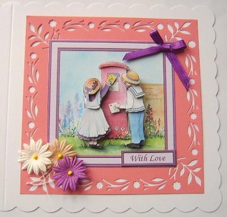 Posting Letters 6x6 Square Card Front with Decoupage by Davina Rundle