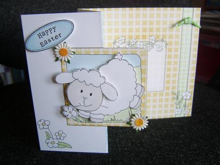 Little Leaping Lamb Fold Back Card with Decoupage by Davina Rundle