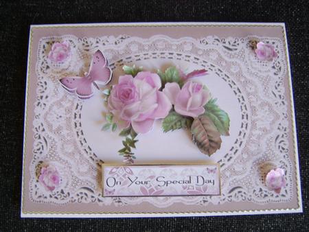 Beautiful Roses on Ecru Lace by Davina Rundle