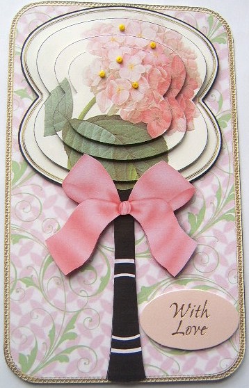 Hydreanga Oriental Hand Fan Card by Davina Rundle