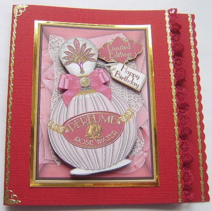 Ornate Rose Water Perfume Box Birthday Decoupage Sheet by Davina Rundle