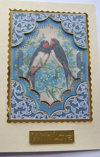 Birds Ornate Diamond 7x5in Easy Decoupage Step by Step by Davina Rundle