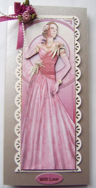 Art Deco Lady Rose (pink) Large Dl by Davina Rundle