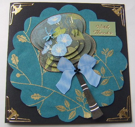 Morning Glory Oriental Hand Fan 3D Topper by Davina Rundle