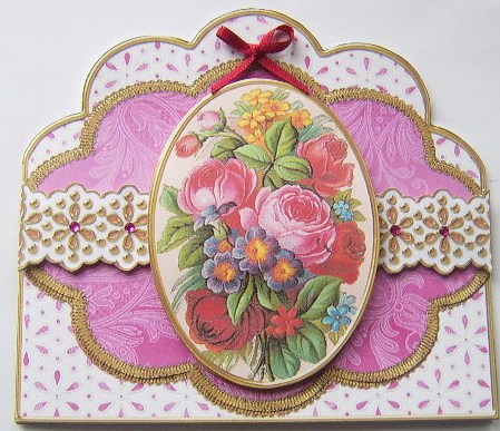 Mixed Florals Em Anglaise Scalloped 3D Decoupage Card Kit by Davina Rundle